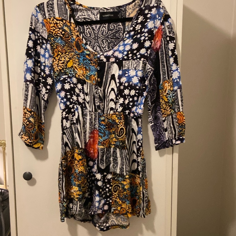 Minkpink fun print 3/4 sleeve romper